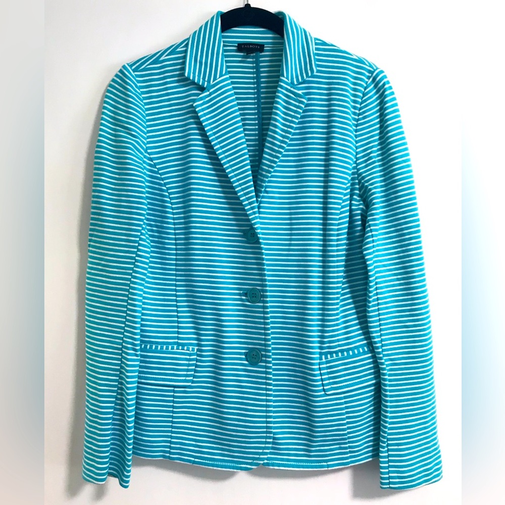 Talbots Turquoise Striped Blazer Size S